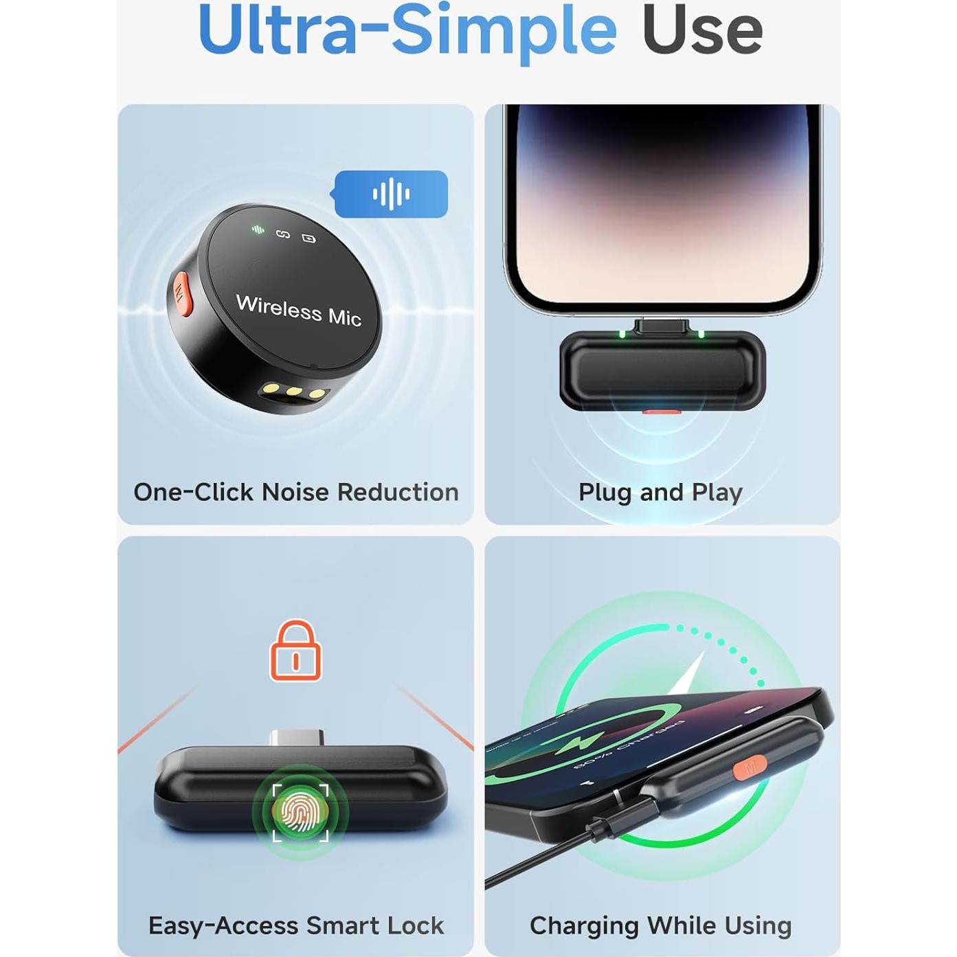 Micrófono Lavalier Inalámbrico BILIWAL M18 USB-C 36H Carga