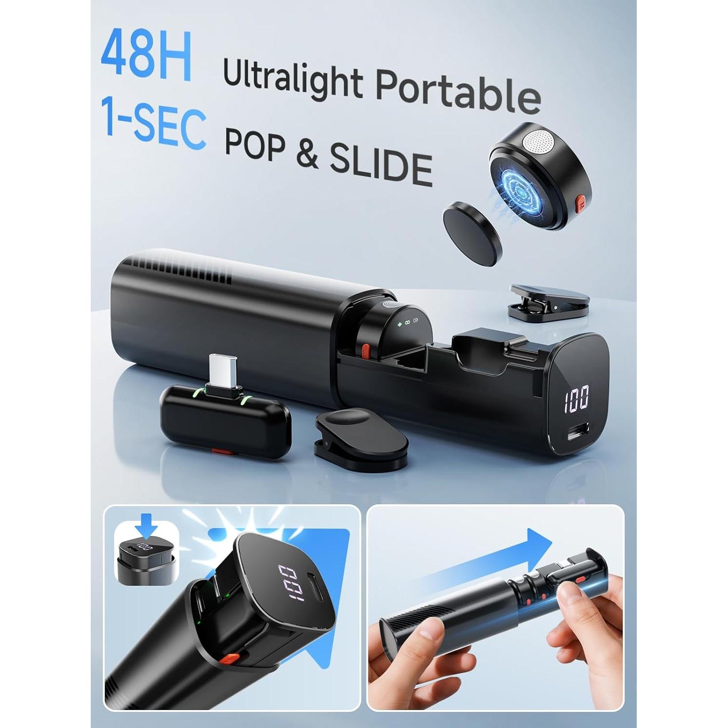 Micrófono Lavalier Inalámbrico BILIWAL M18 USB-C 36H Carga