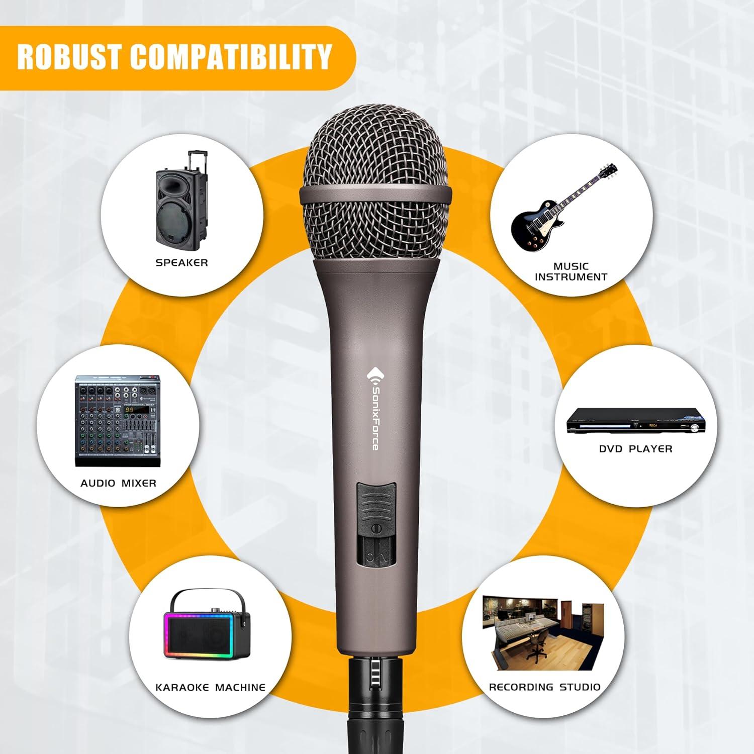 Micrófono Dinámico Profesional SonixForce SFYS26N 4.88m XLR