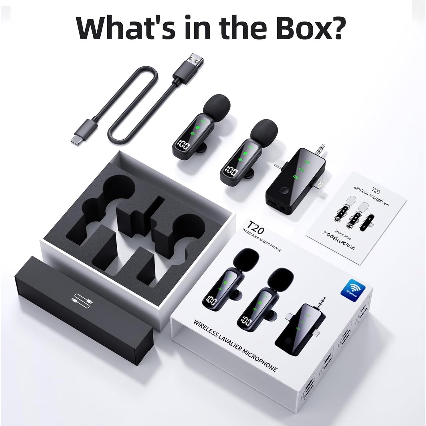 Micrófono Lavalier Inalámbrico Bonkyo T20 con Cancelación de Ruido