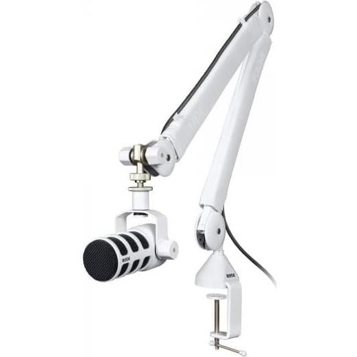 Micrófono Dinámico Rode PodMic USB y XLR con Brazo PSA1+ Blanco