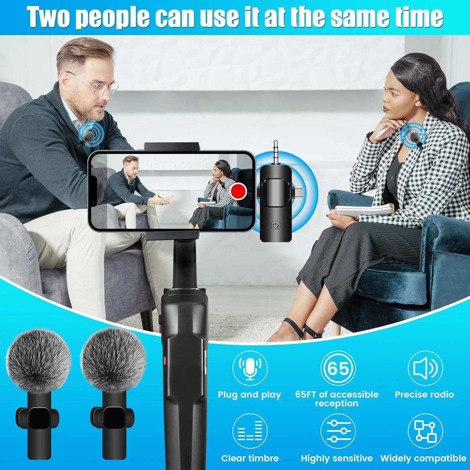 Micrófono Lavalier Inalámbrico DAGIRT 4 en 1 para iPhone/Android/PC