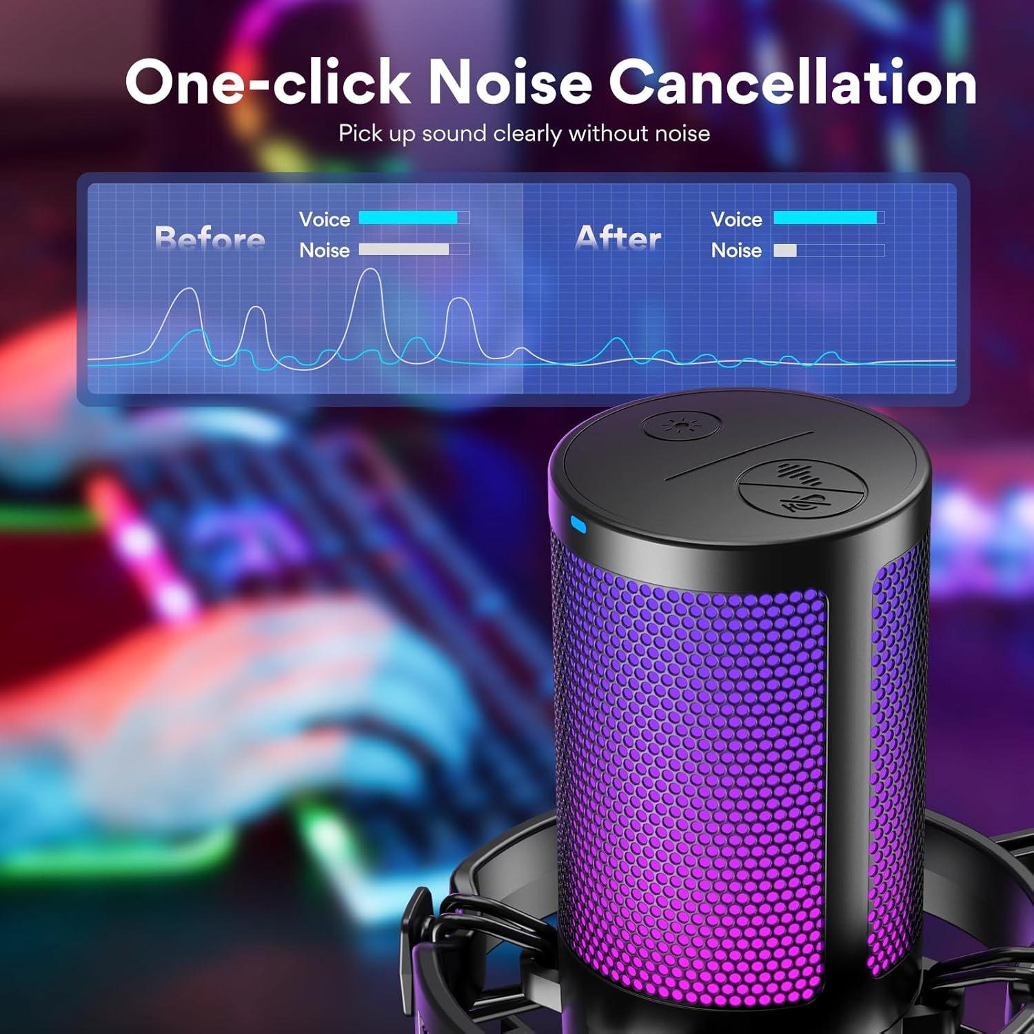 Micrófono USB MAONO MH601 para Juegos con Cancelación de Ruido