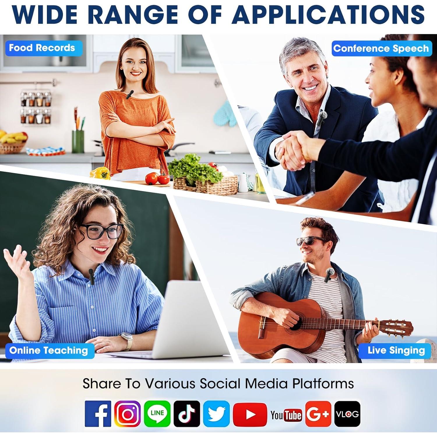 Micrófonos Lavalier Inalámbricos Coolaado 2 Pack con Reducción de Ruido