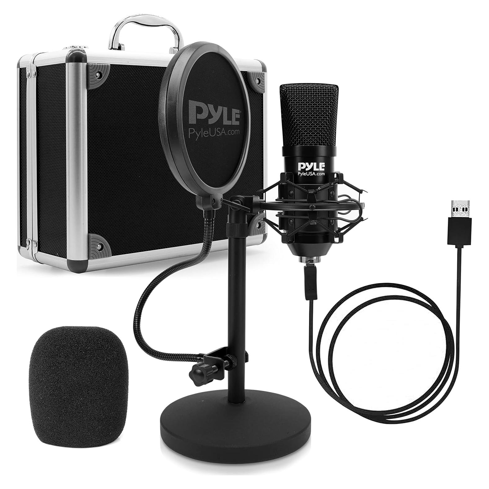 Kit de Grabación de Podcast PyleUsa Micrófono USB Cardioide