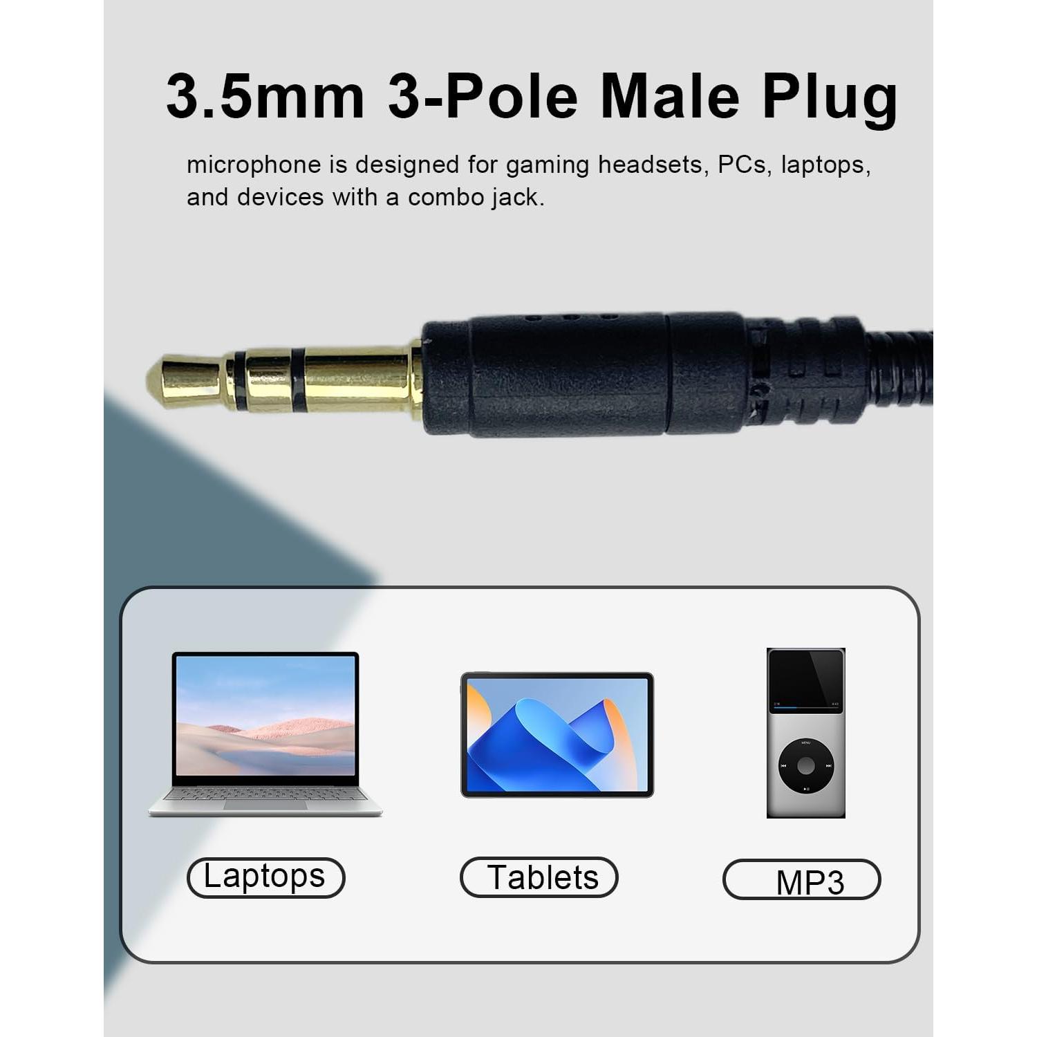 Micrófono de Reemplazo SPTSSWET 3.5mm con Brazo Flexible