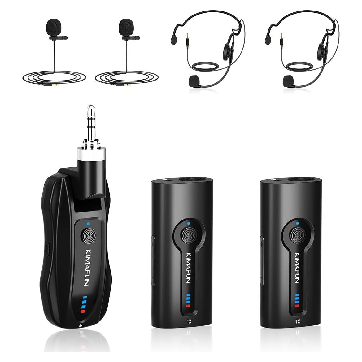 Sistema de micrófono lavalier inalámbrico KIMAFUN KM-G70, 2TX+1RX