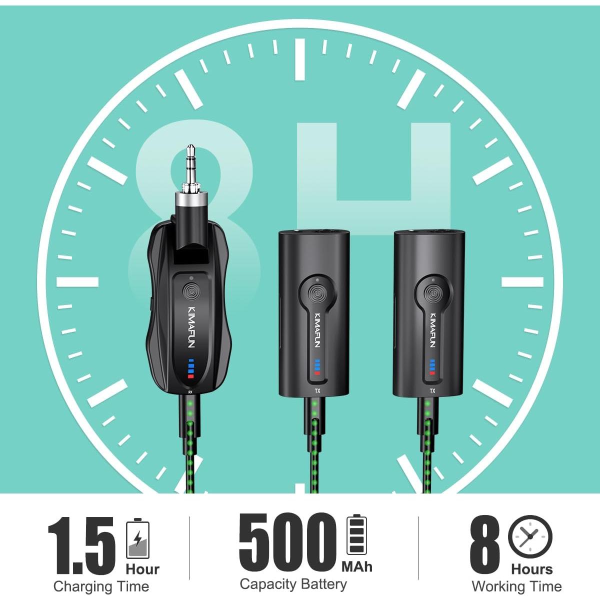 Sistema de micrófono lavalier inalámbrico KIMAFUN KM-G70, 2TX+1RX