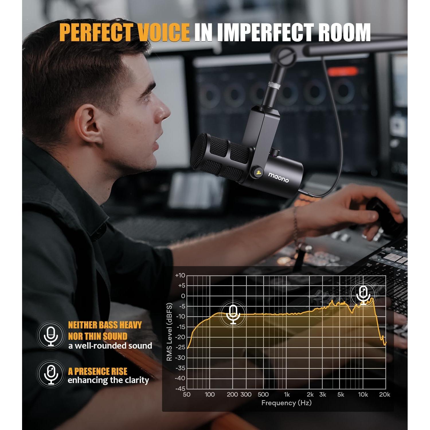 Micrófono XLR MAONO PM320S + PD400X para Podcast y Estudio
