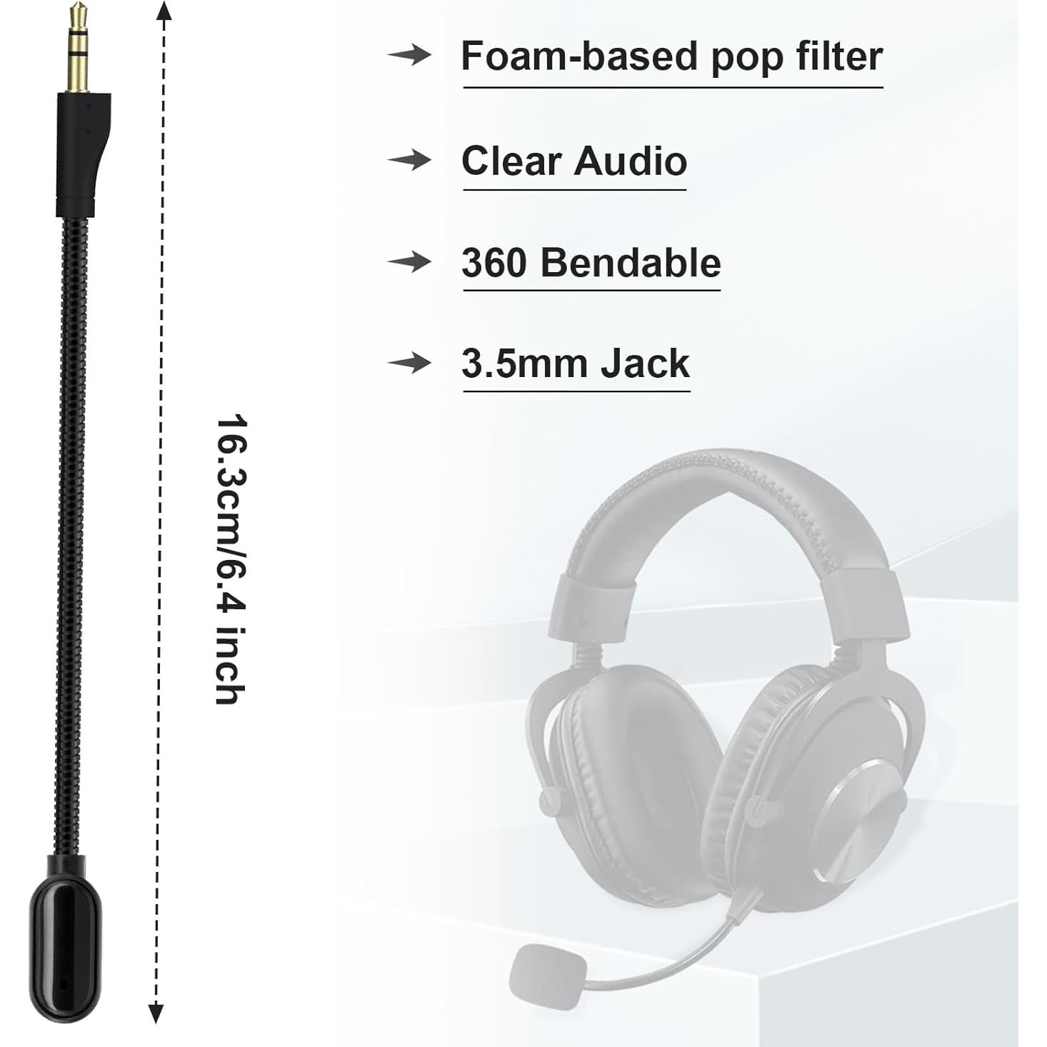 Micrófono de Reemplazo Logitech G Pro X2/X Inalámbrico/Cable 16cm