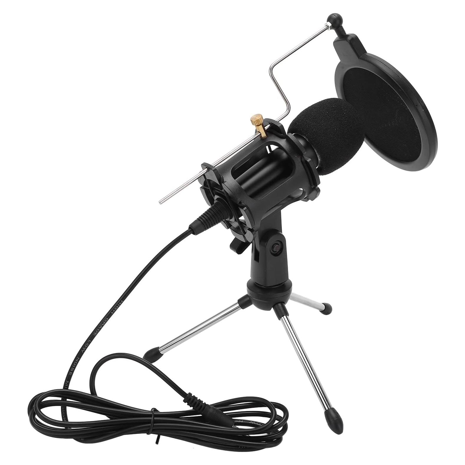 Kit Micrófono Condensador Cardioide USB con Trípode y Filtro Antipop