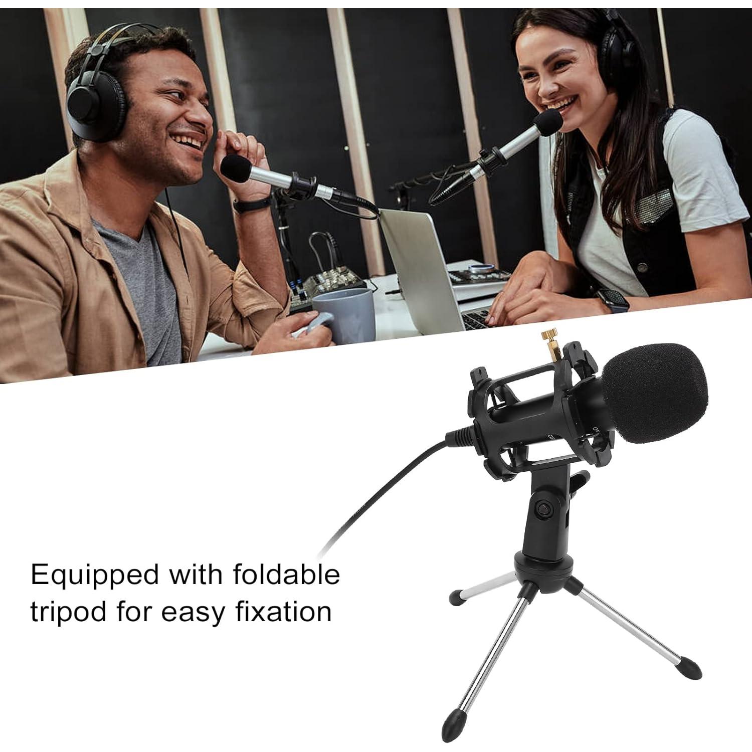 Kit Micrófono Condensador Cardioide USB con Trípode y Filtro Antipop