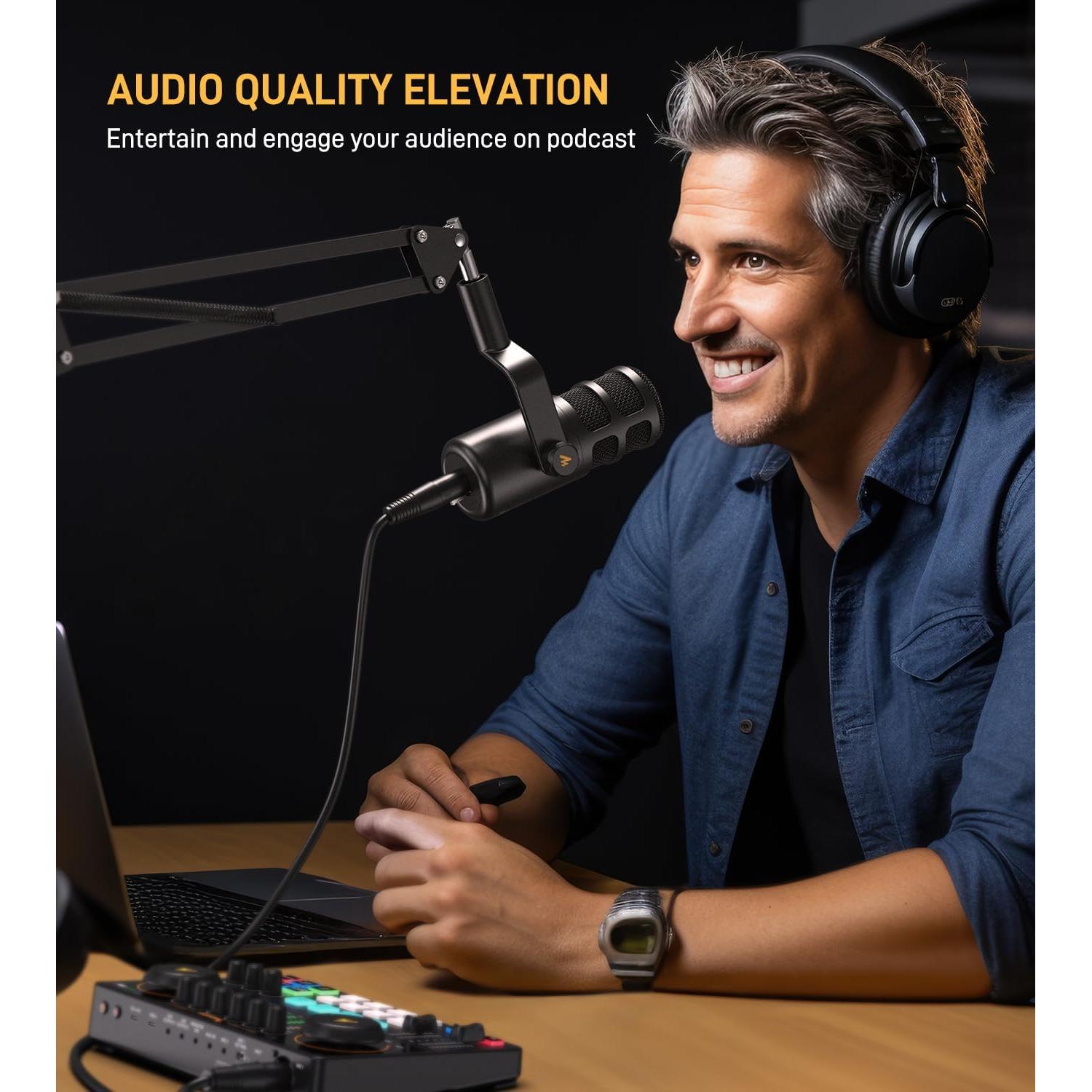 Micrófono Dinámico XLR MAONO PD100S con Brazo Soporte