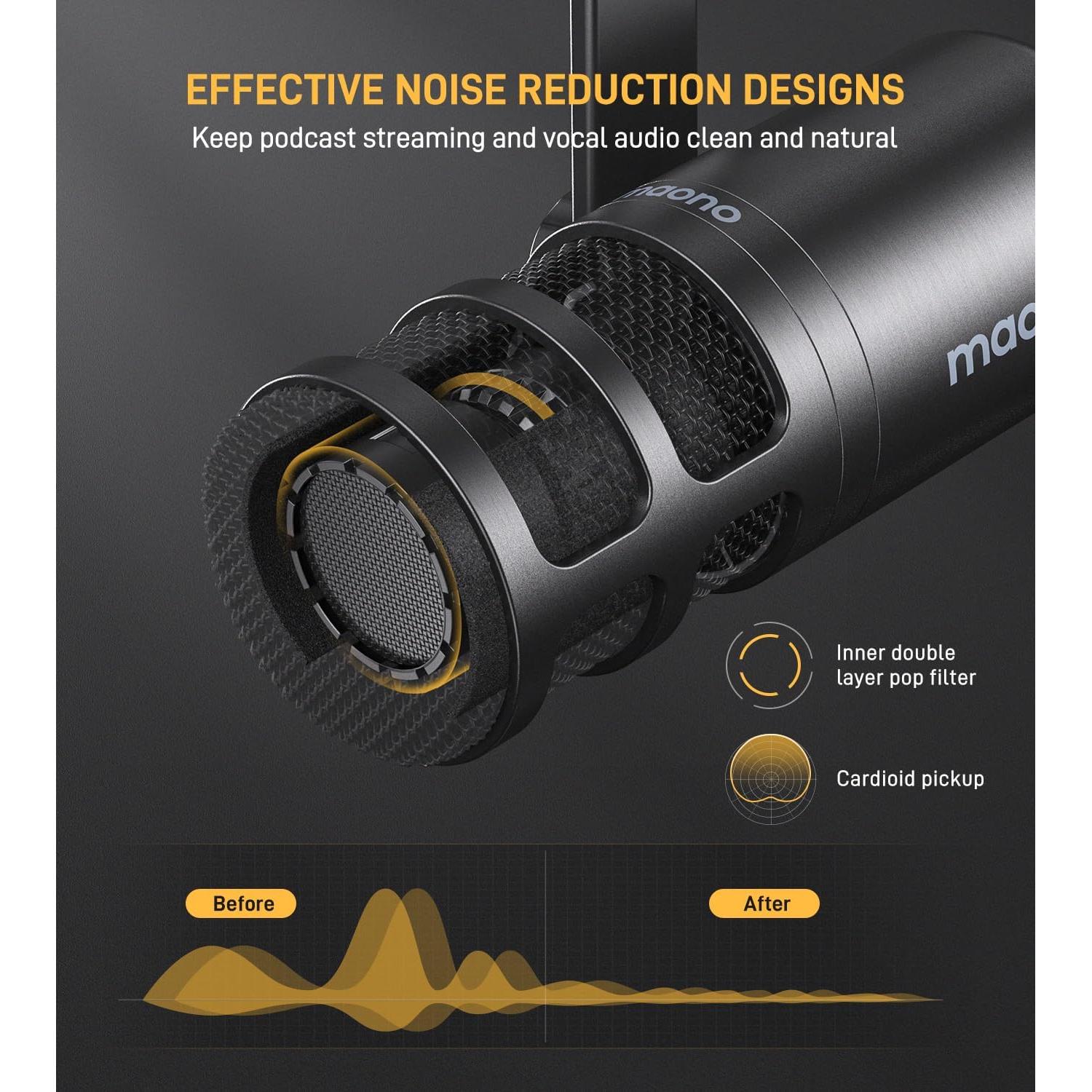 Micrófono Dinámico XLR MAONO PD100S con Brazo Soporte