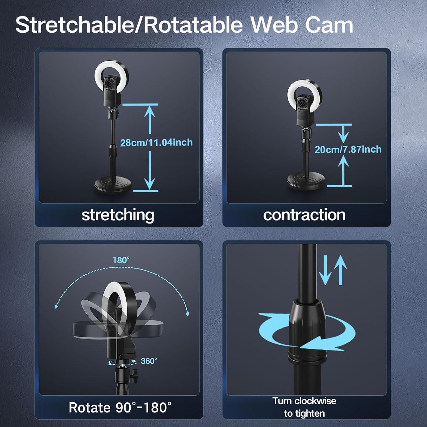 Cámara Web 4K Combess con Luz y Micrófono USB HD