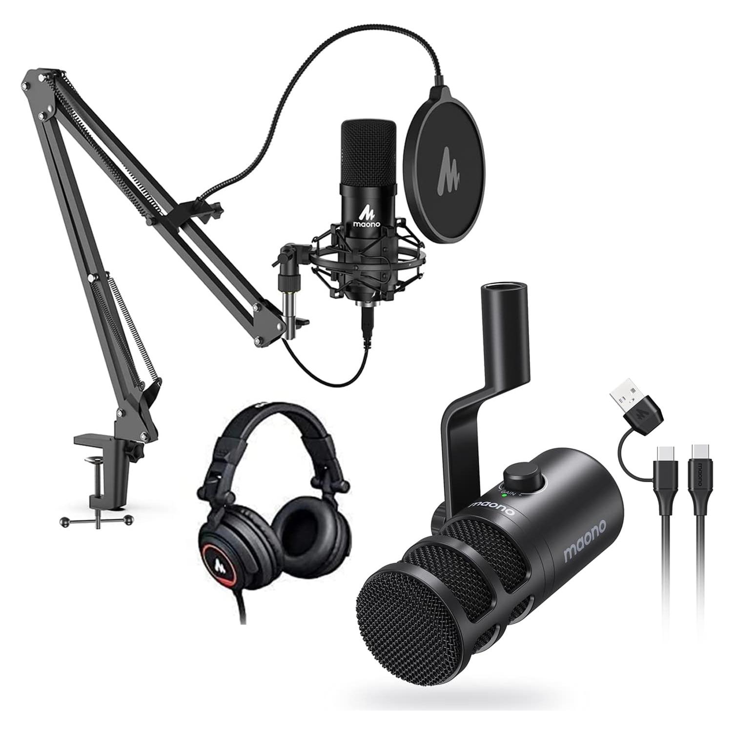 Micrófono USB MAONO AU-A04H con Auriculares y Soporte