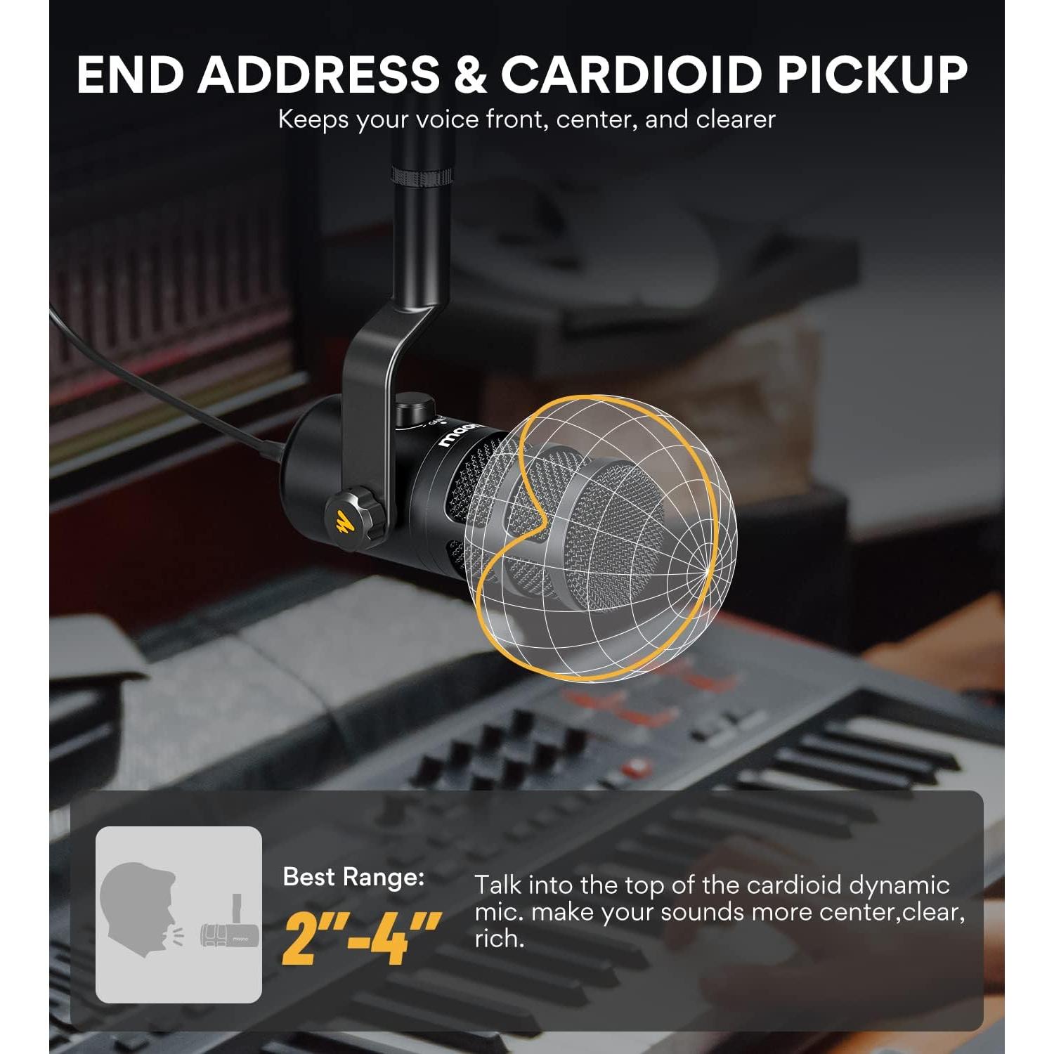 Micrófono USB MAONO AU-A04H con Auriculares y Soporte