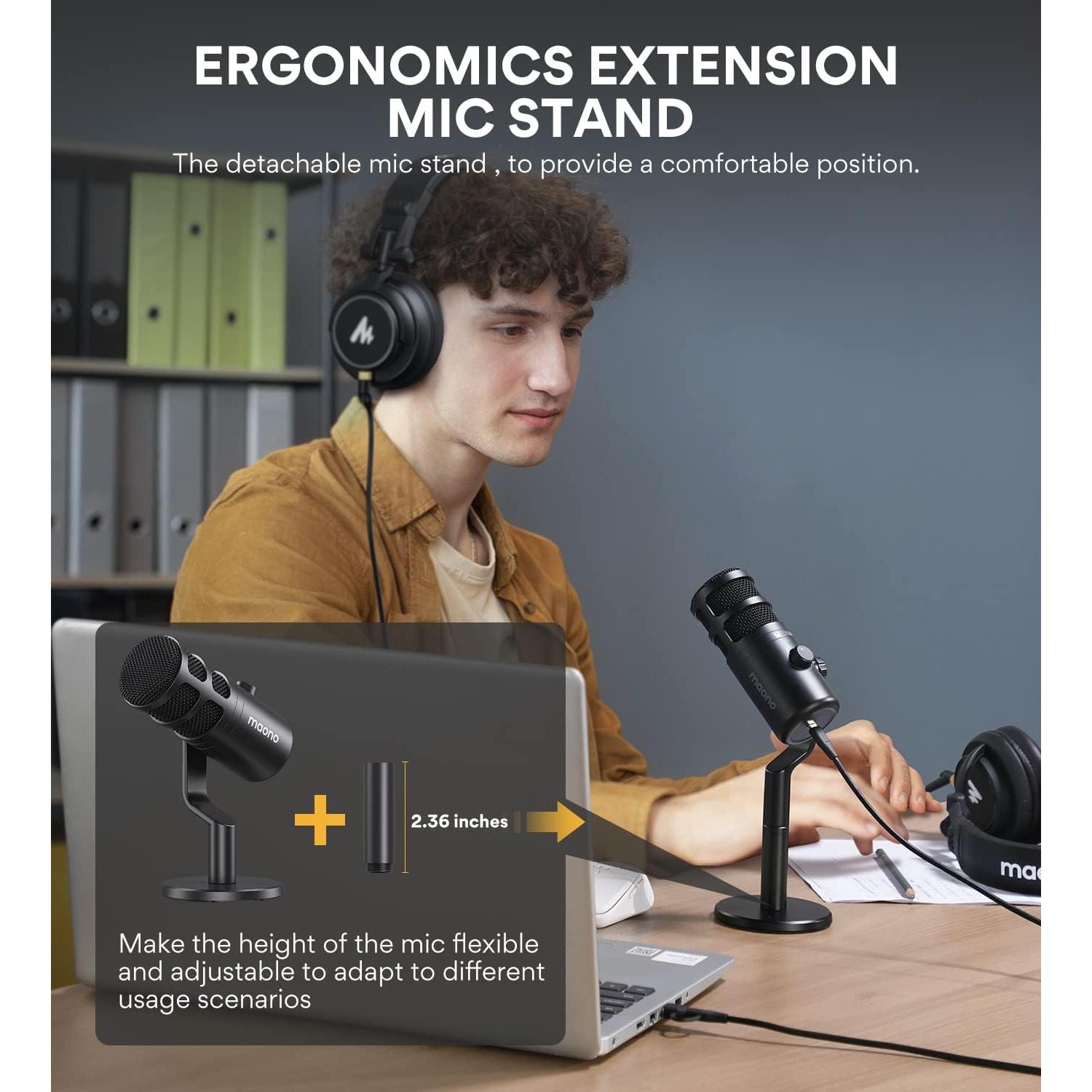 Micrófono USB MAONO AU-A04H con Auriculares y Soporte