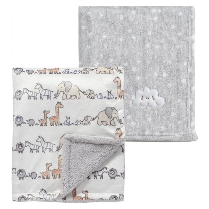 Set de 2 Mantas Suaves CREVENT 76x102cm para Bebés y Niños