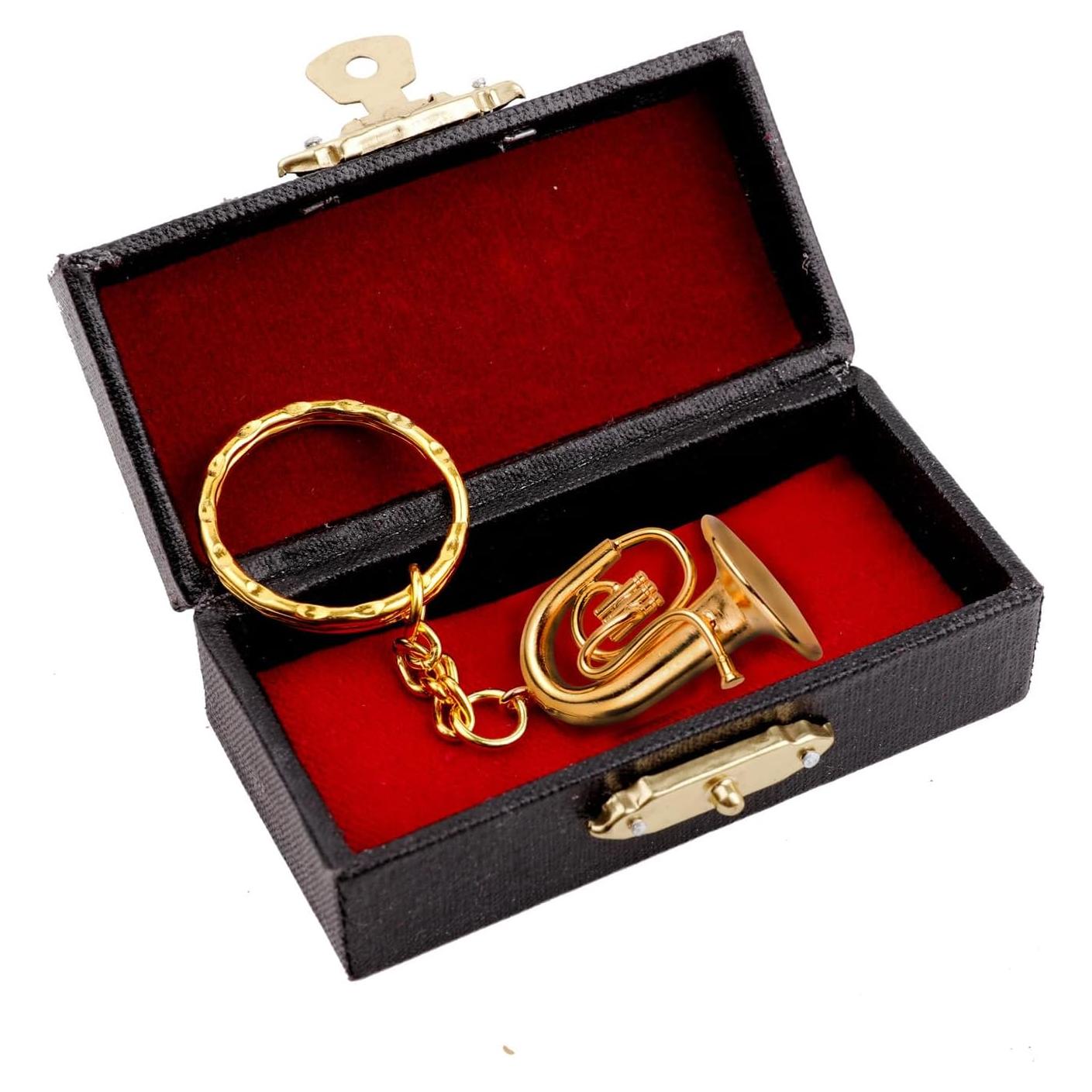 Llavero Miniatura Tuba de Latón con Estuche - 2.59 cm