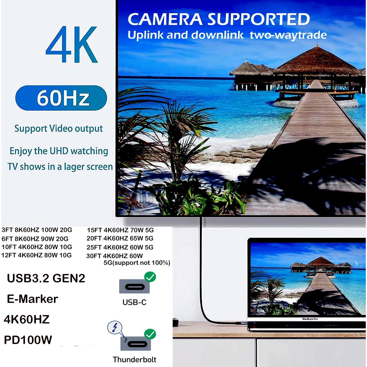 Cable USB C a C 4K 60Hz 15FT 100W YOTETION