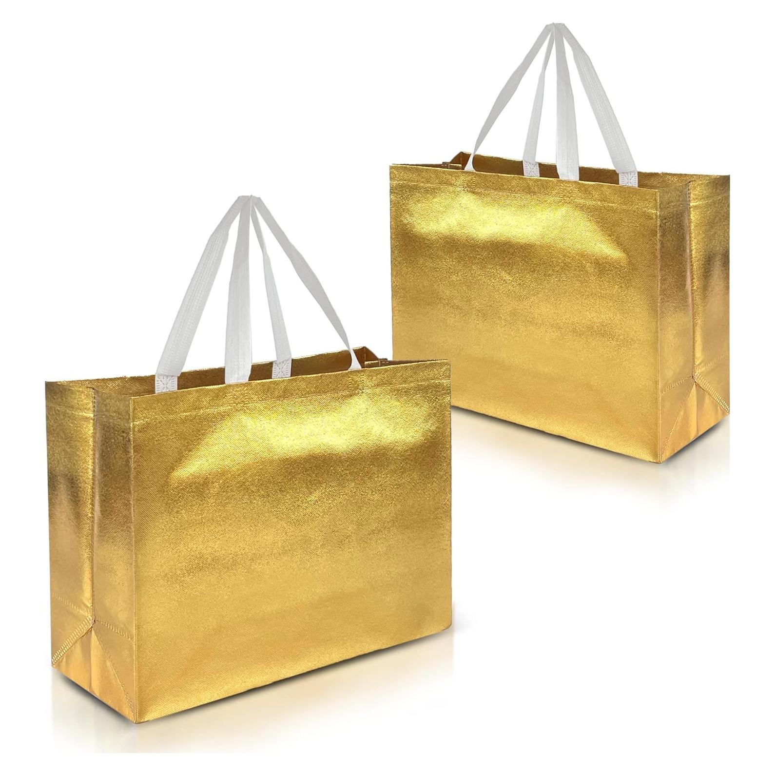 Bolsas de Regalo Reutilizables Nush Nush Doradas Extra Grandes - Set de 12