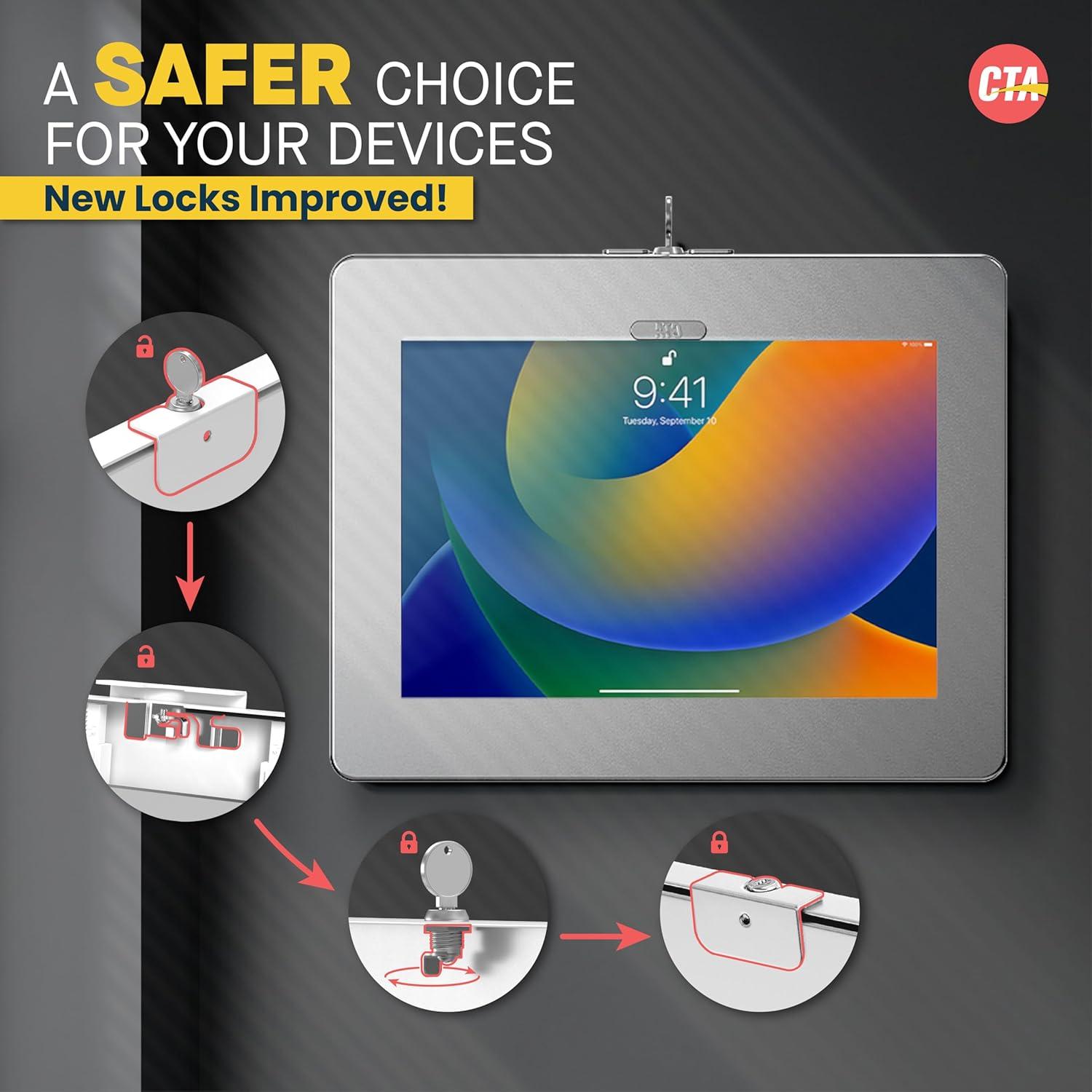 Soporte de Pared Antirrobo CTA Digital para iPad y Tablets