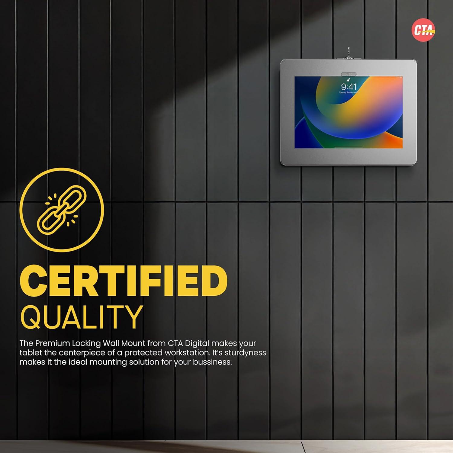 Soporte de Pared Antirrobo CTA Digital para iPad y Tablets