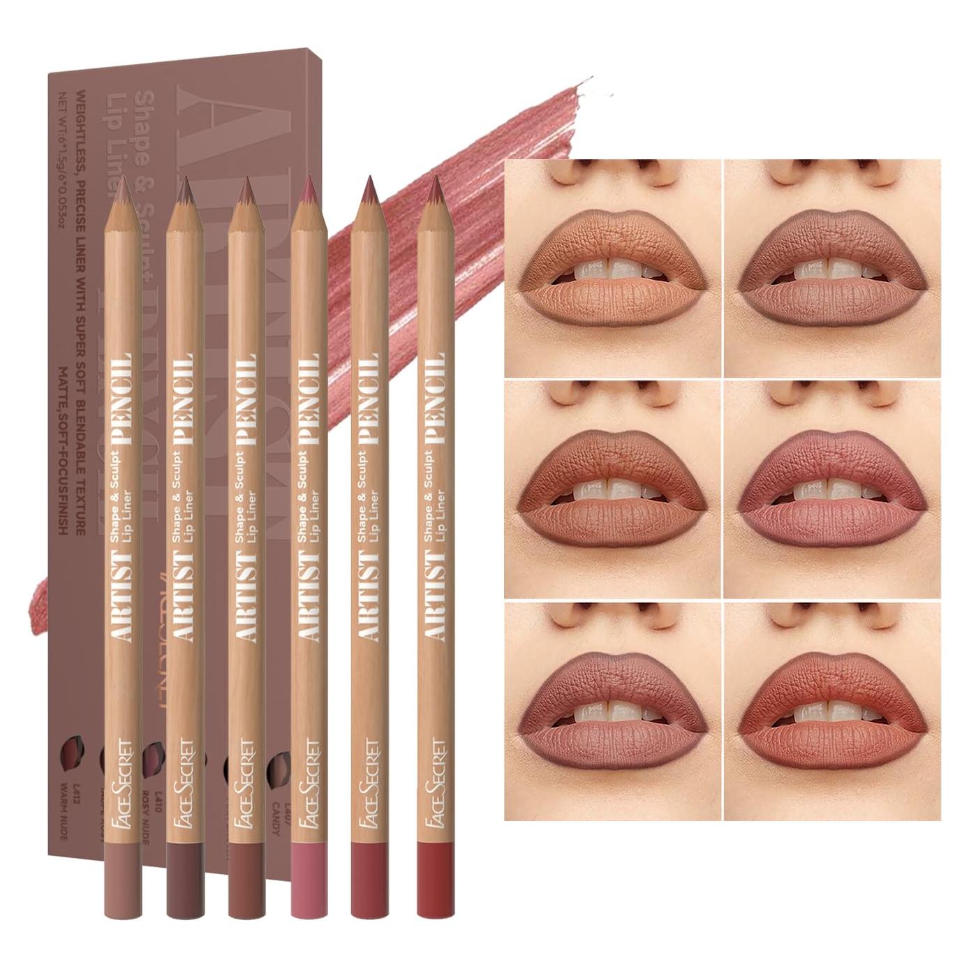 Set de 6 Lápices Labiales Beauty Glazed Nude - Impermeables