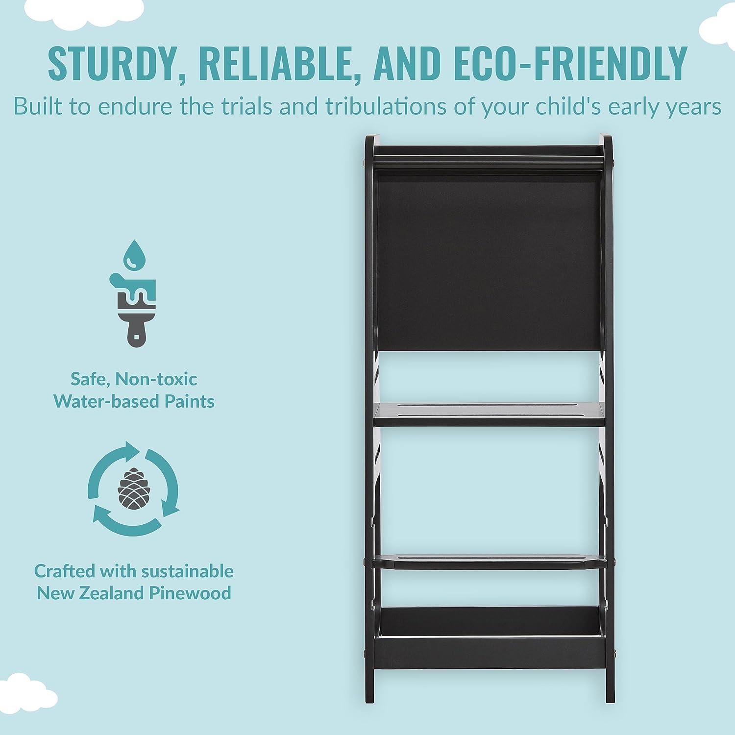 Torre de Aprendizaje Dream On Me Negra - Madera de Pino, 3 Alturas