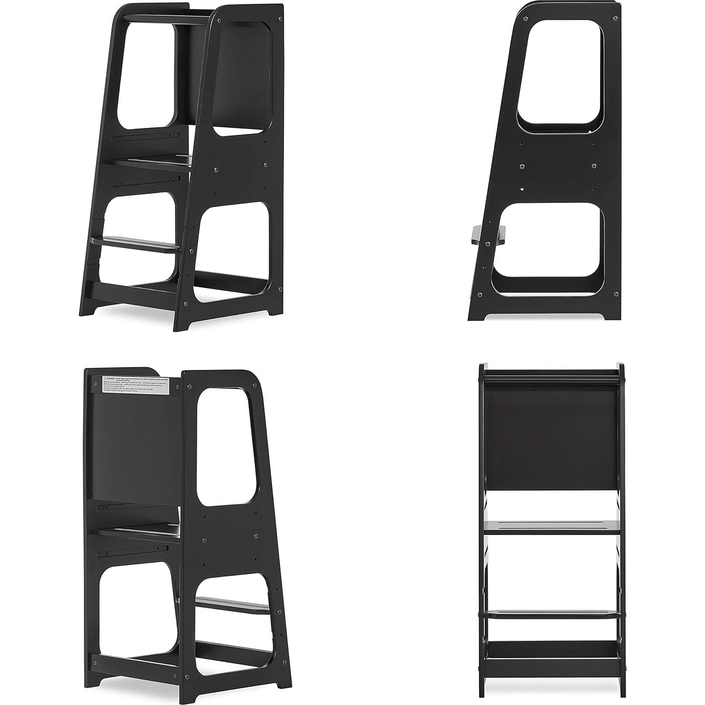 Torre de Aprendizaje Dream On Me Negra - Madera de Pino, 3 Alturas