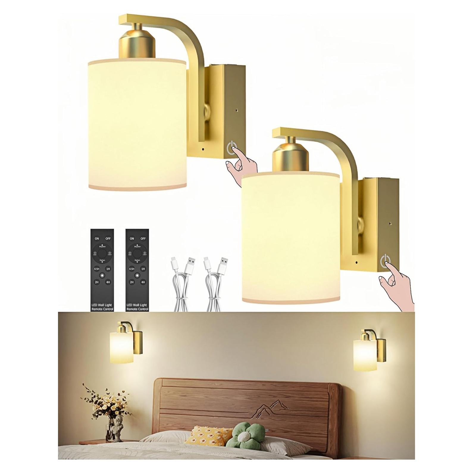 Juego de Apliques de Pared Inalámbricos iThird 6000mAh Dorados