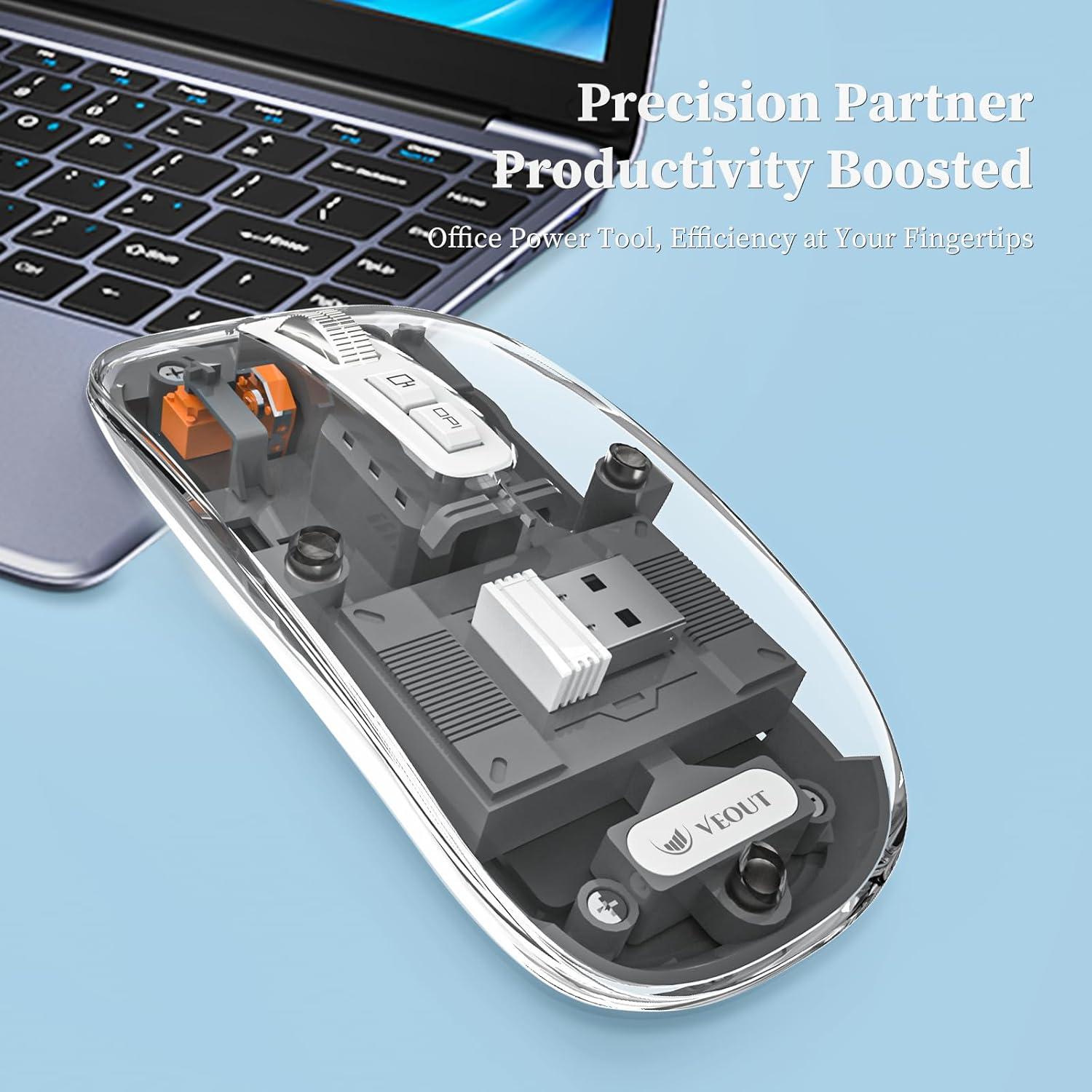 Ratón Bluetooth Inalámbrico VEOUT E3 Negro Recargable Silencioso