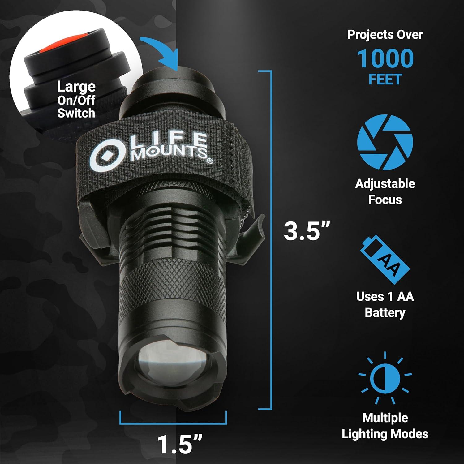 Linterna Táctica Montada en Riel Life Mounts - LED Blanco