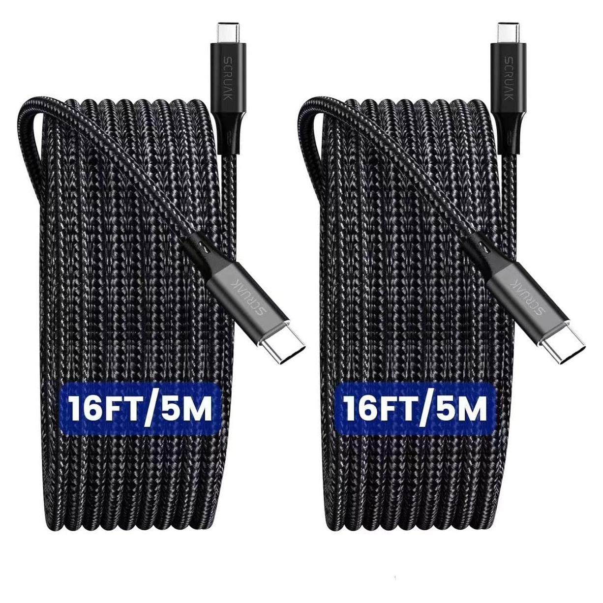 Paquete de 2 Cables USB C 5M Trenzado Nylon para iPhone 16/17