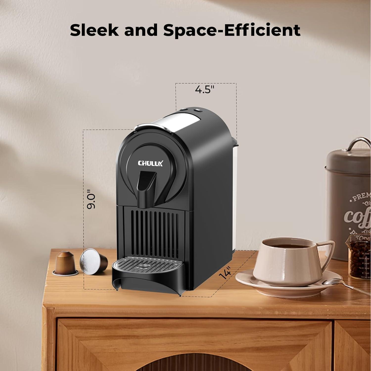 Cafetera Espresso CHULUX 20 Bar 1400W Compacta Negra