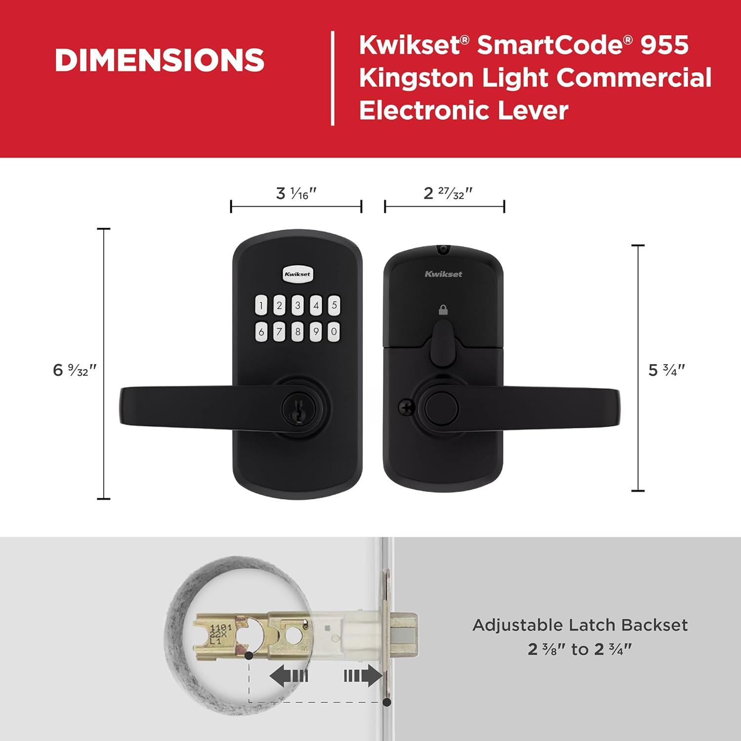 Cerradura Electrónica Kwikset SmartCode 955 Negra Mate