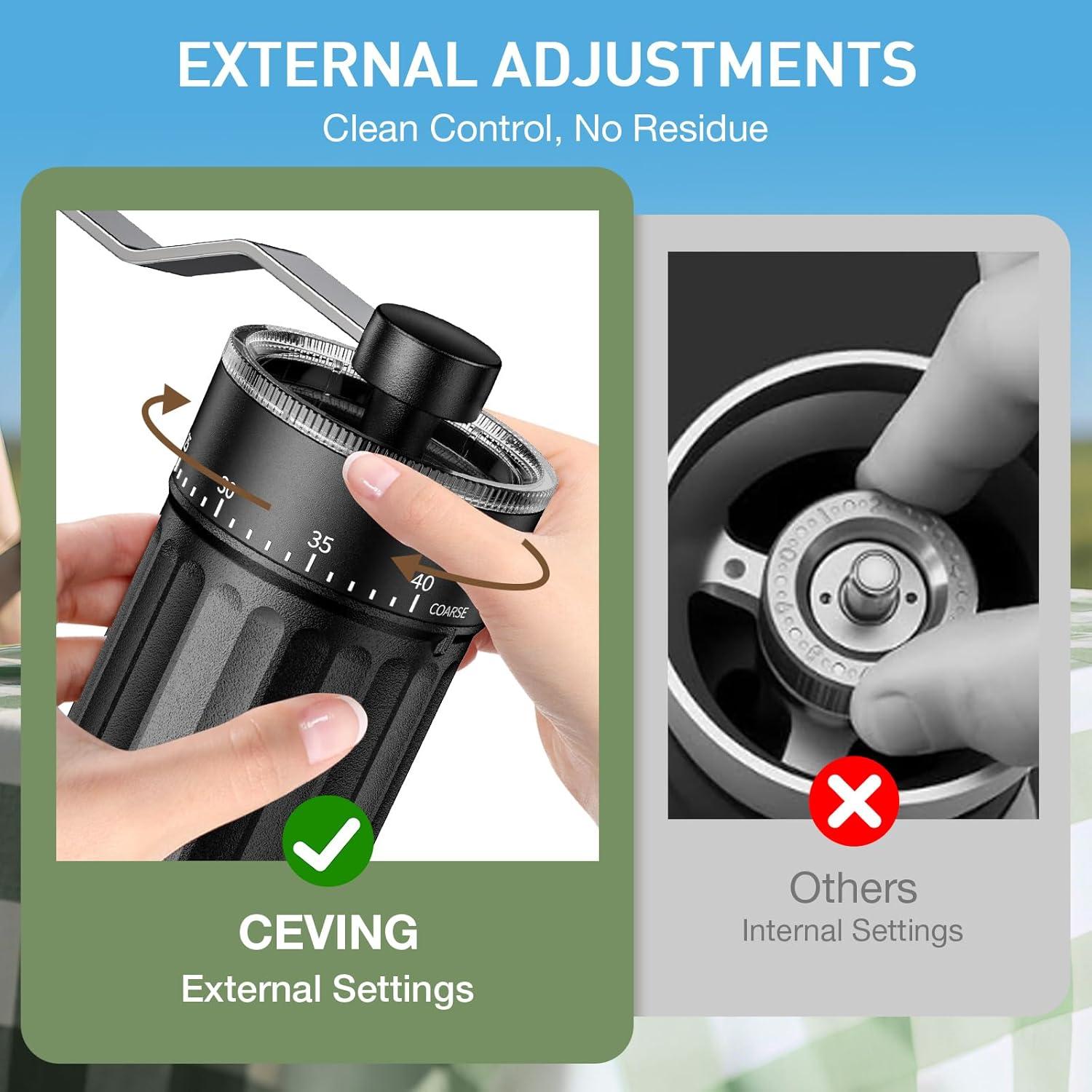 Molinillo de Café Manual CEVING MCG-01-N2 30g 40 Ajustes