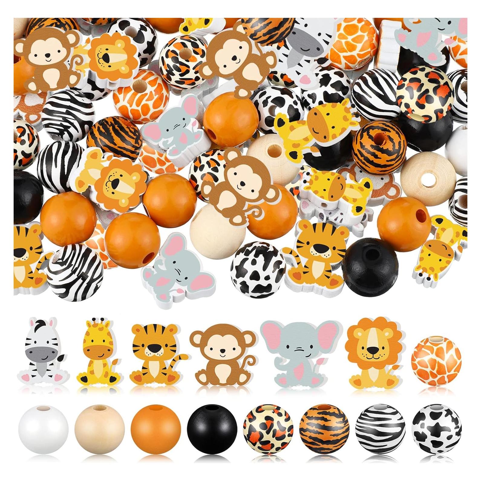 200 Perlas de Madera Animales Waydress para Manualidades