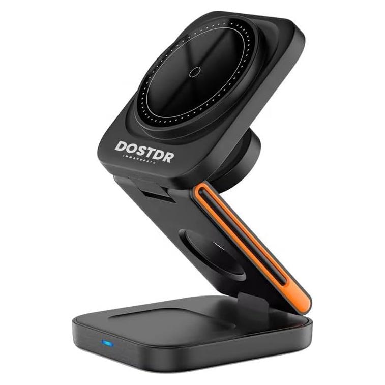 Estación de Carga Inalámbrica 3-en-1 Plegable Negro - Carga Rápida