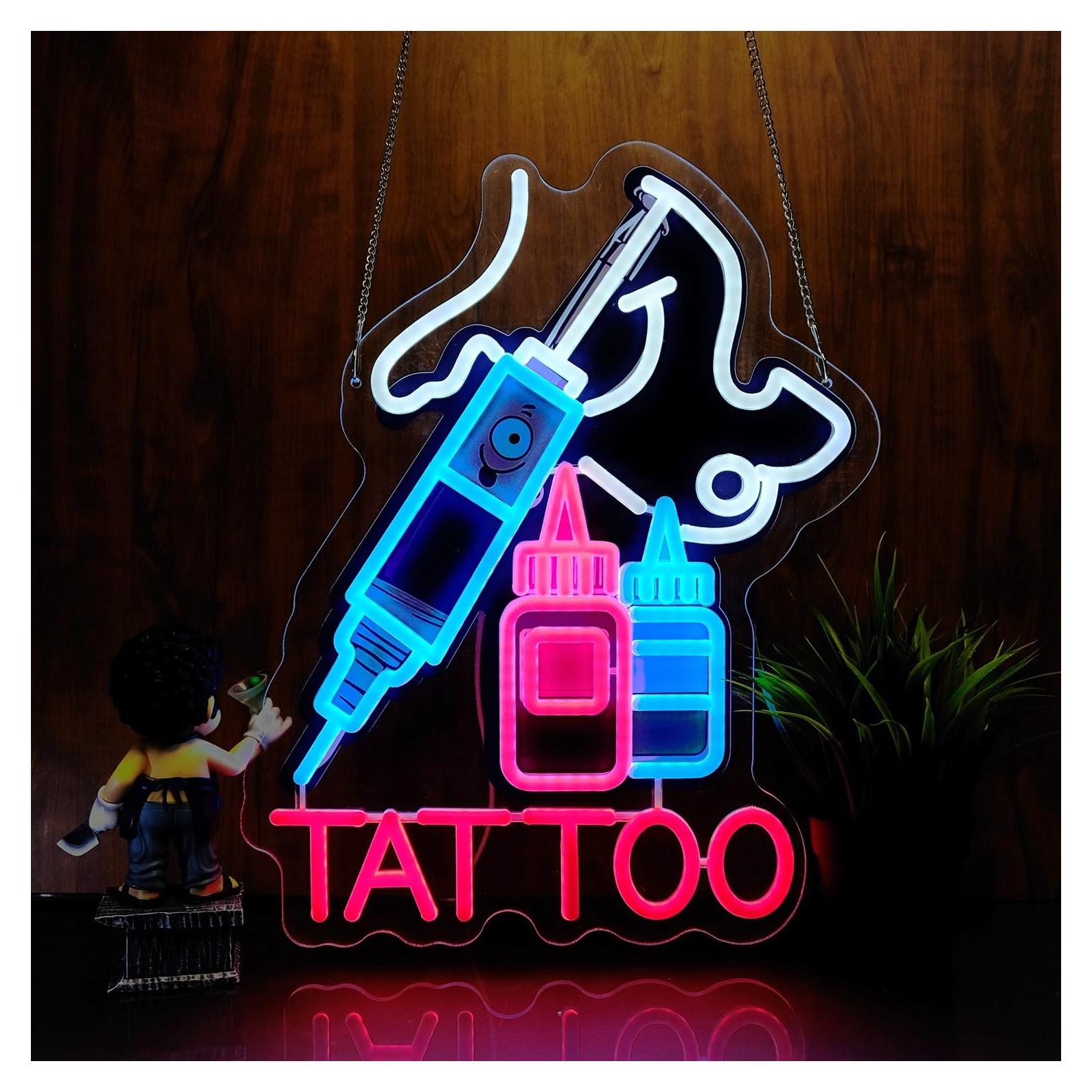 Luz de neón LED PIPROX Tatuaje 43x33cm Azul para Bar