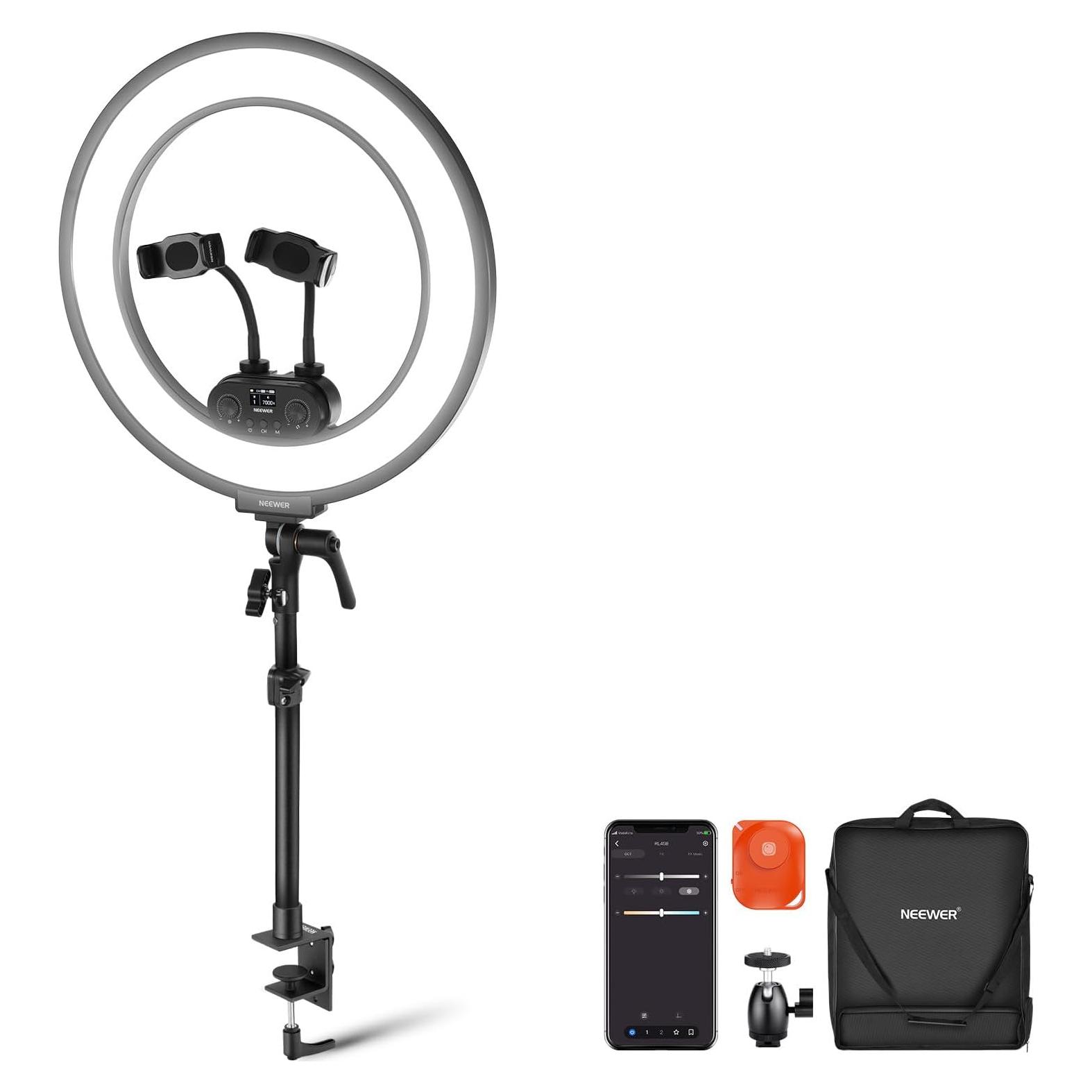 Luz de Anillo LED NEEWER RL45B 45W 18" Bi Color con Soporte