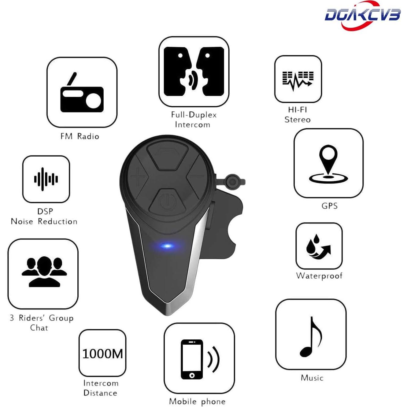 Auricular Bluetooth Dgakcvb BT-S3 Intercomunicador 1000m