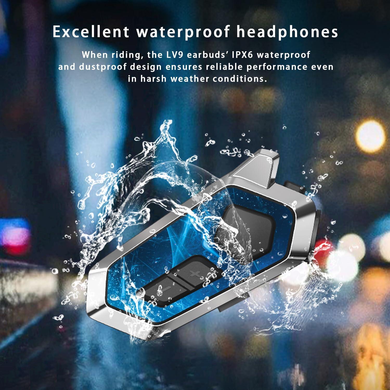 Auricular Intercomunicador Bluetooth LV9 para Casco - Impermeable IPX6