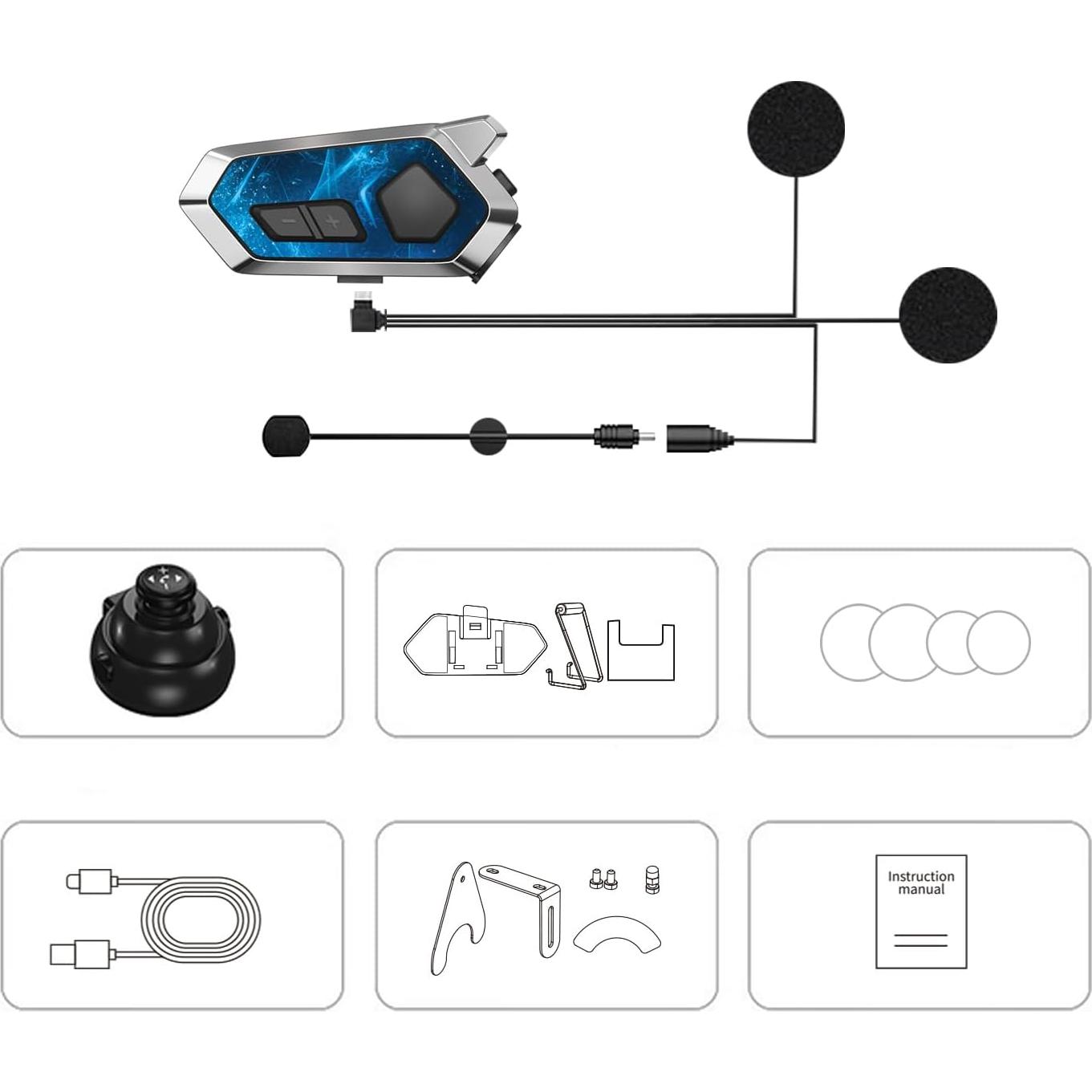 Auricular Intercomunicador Bluetooth LV9 para Casco - Impermeable IPX6
