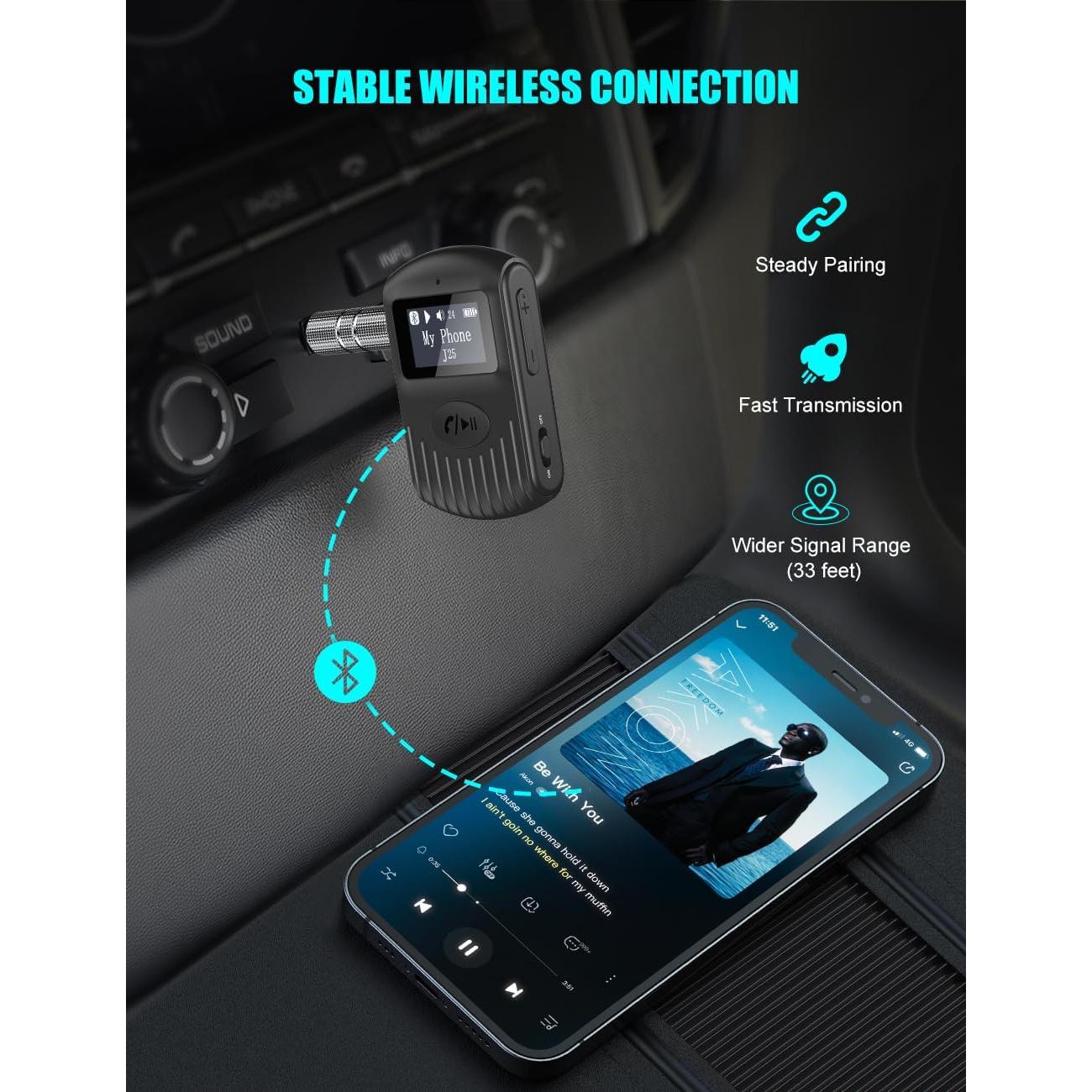 Receptor Bluetooth COMSOON J25 con Pantalla LCD 3.5mm AUX