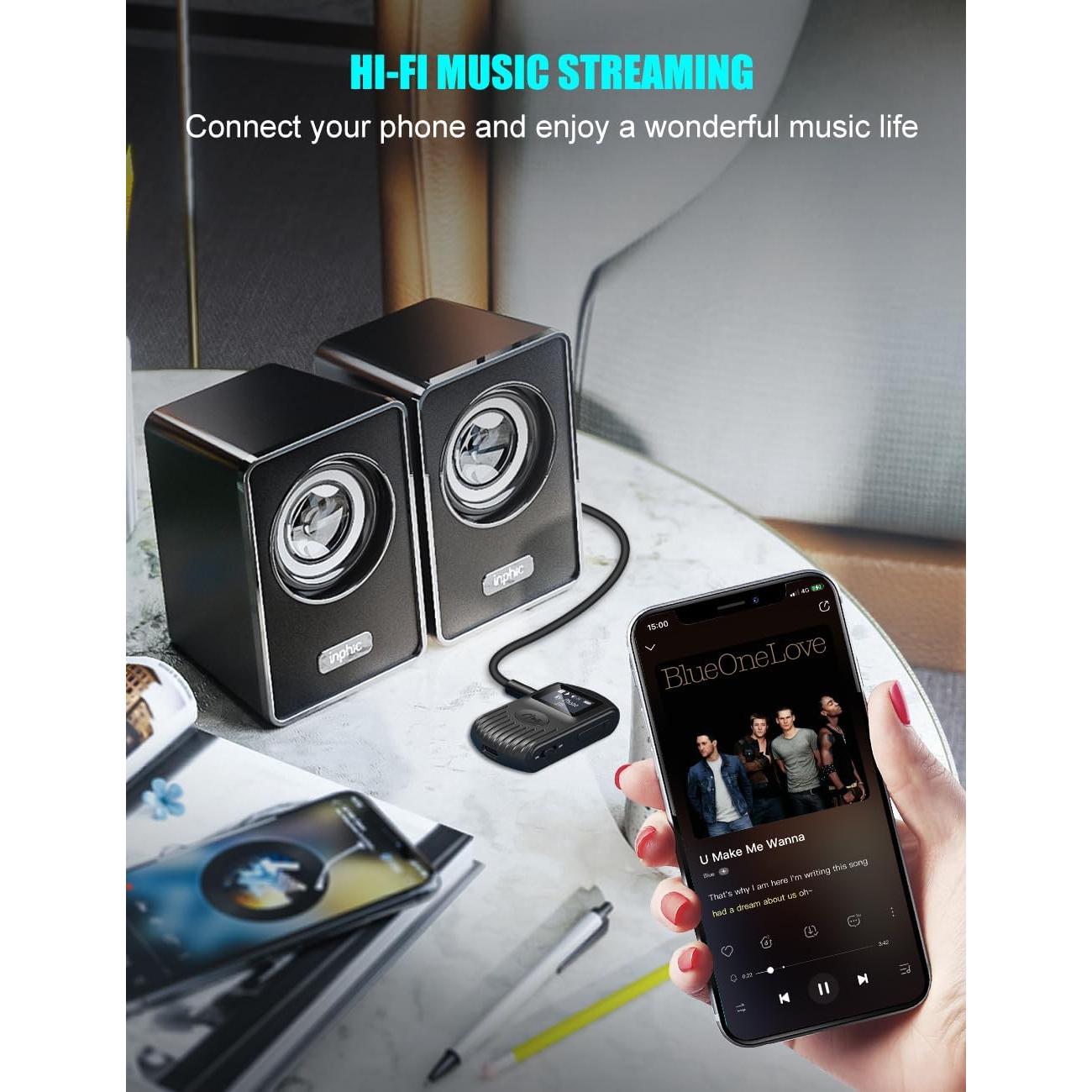 Receptor Bluetooth COMSOON J25 con Pantalla LCD 3.5mm AUX