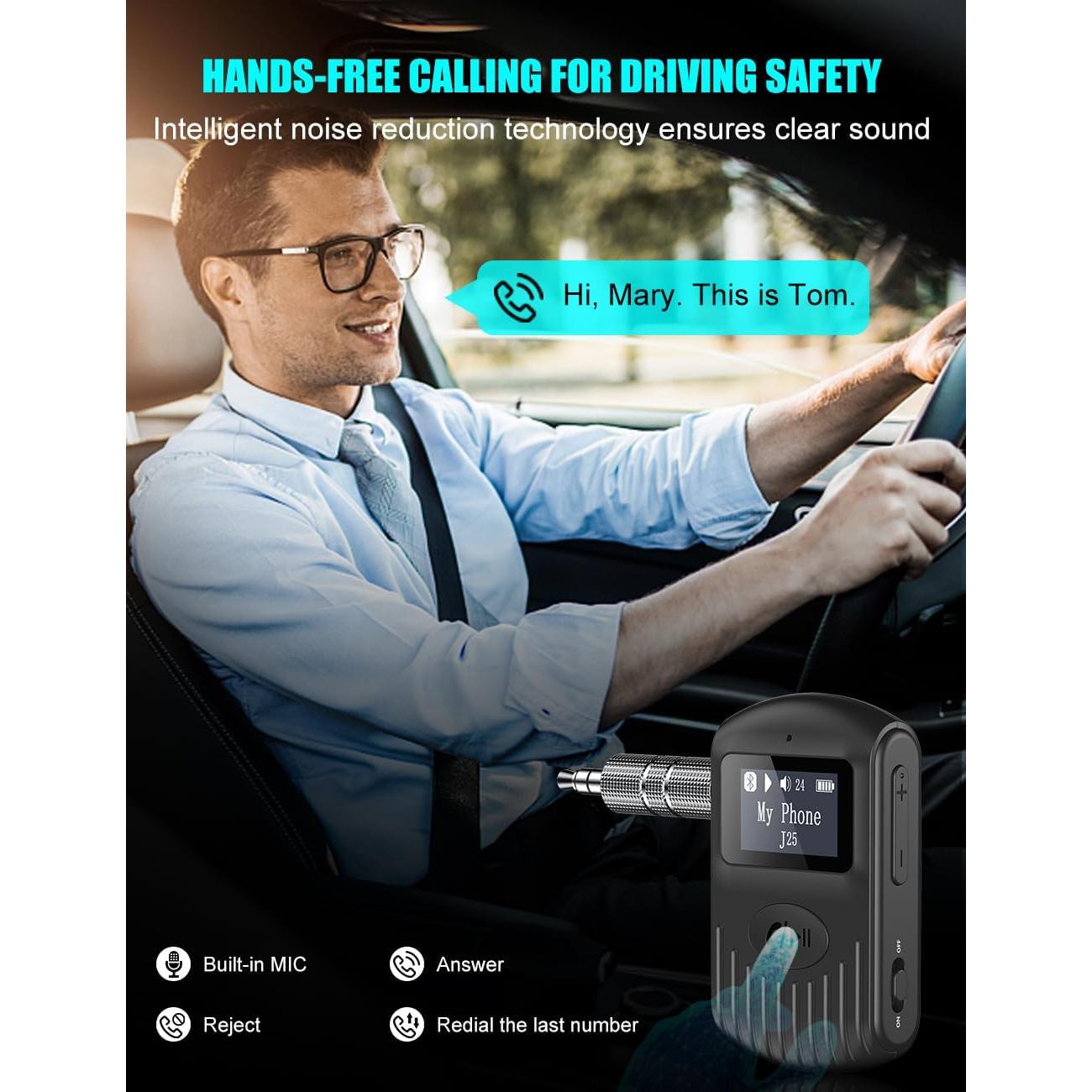 Receptor Bluetooth COMSOON J25 con Pantalla LCD 3.5mm AUX