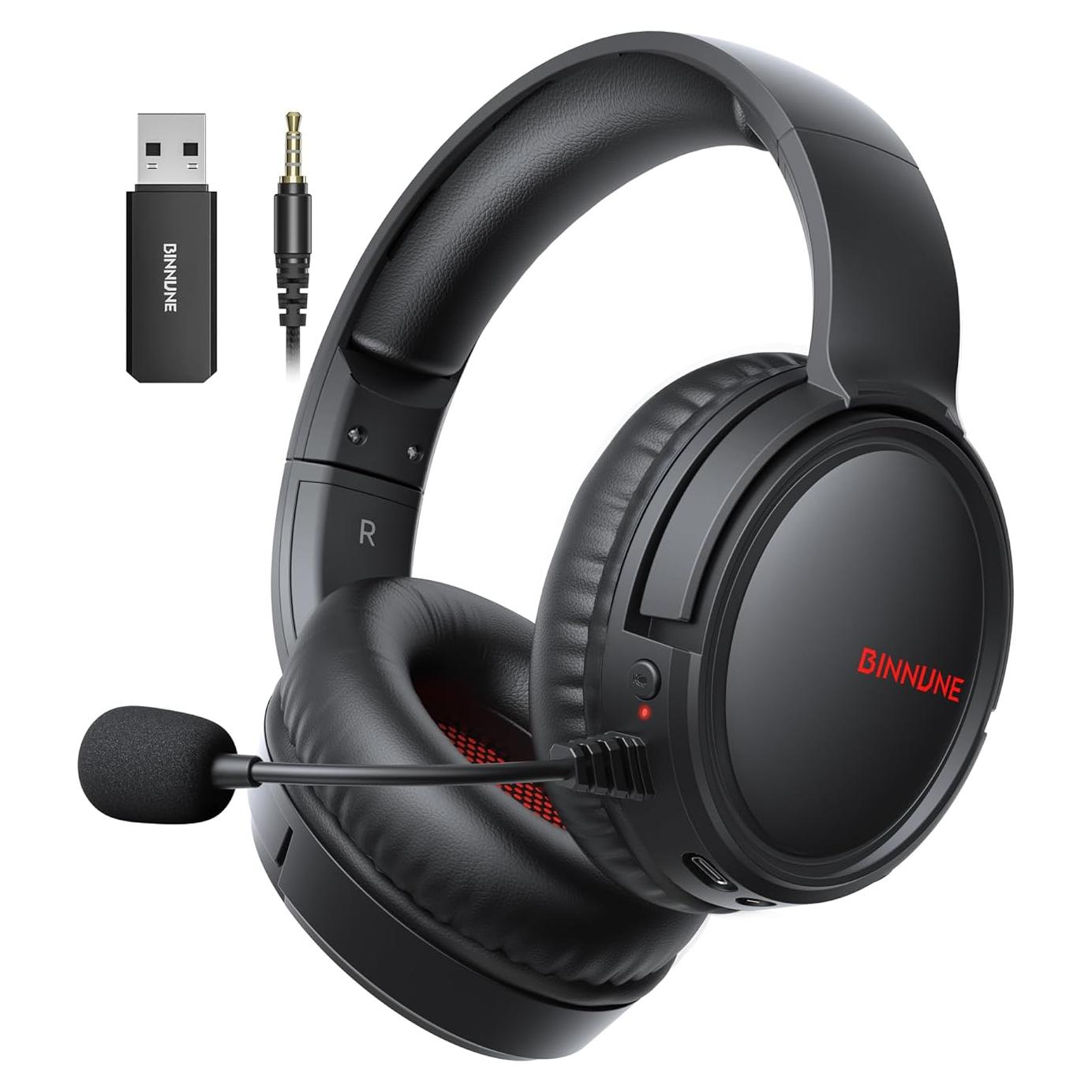 Auriculares Inalámbricos para Juegos BINNUNE BW02 7.1, 40h Batería