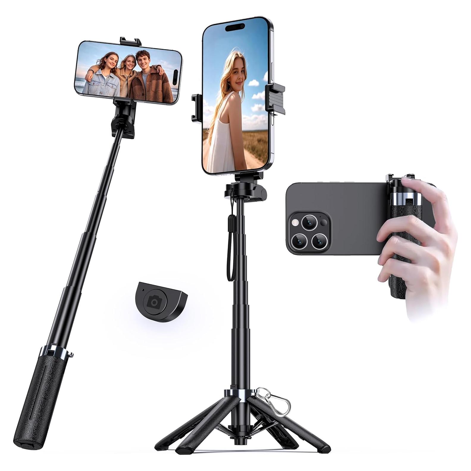 Trípode Selfie UBeesize UB-M50BLK Plegable 360° Control Remoto